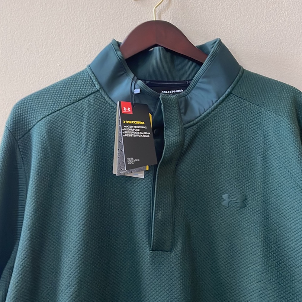 UNDER ARMOUR Storm Mens SweaterFleece Snap Mock Golf Pullover Green Size XXL NEW - Picture 2 of 12